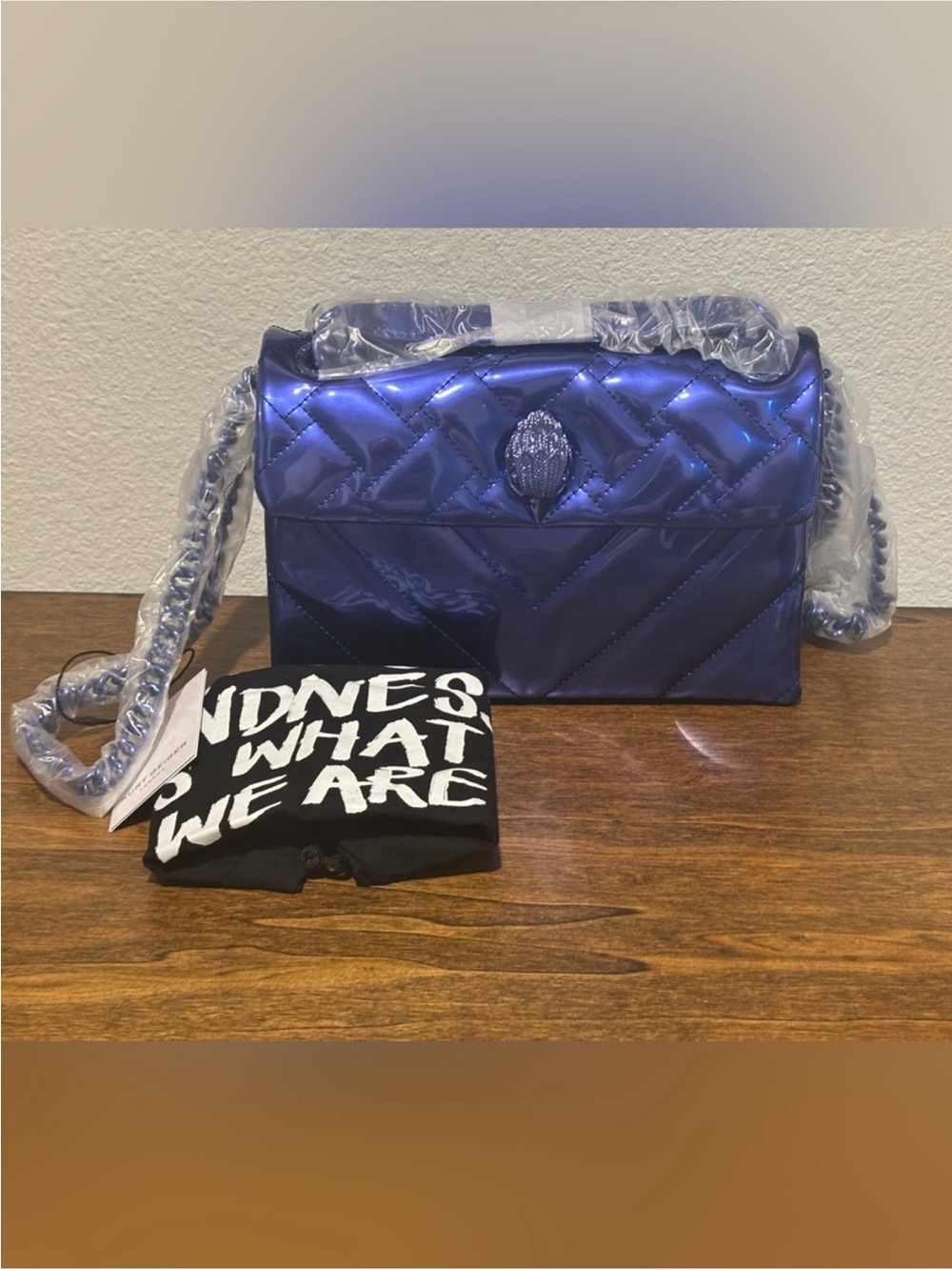 Kurt Geiger Quilted Metallic Blue Shoulder Crossbody Bag ✨BEAUTIFUL ✨